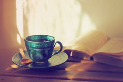 Close-up of coffee on table