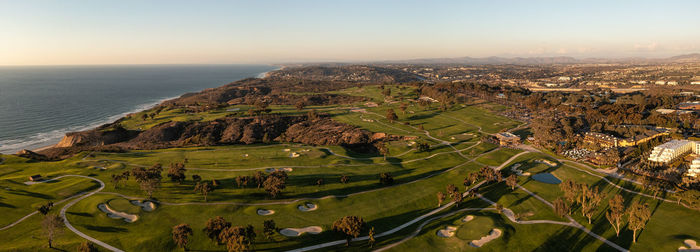 Golf course at torrey pines in la jolla, california, aerial panorama