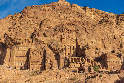 Low angle view of rock formations