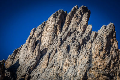 Low angle view of rock formation against sky