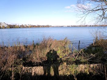 Scenic view of lake against sky