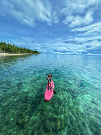 Crystal clear water in surfboard