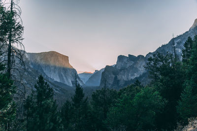 Panoramic view of mountains against sky during sunset