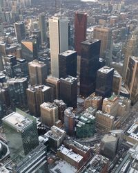 High angle view of buildings in city