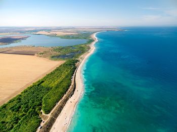 High angle view of beach against sky