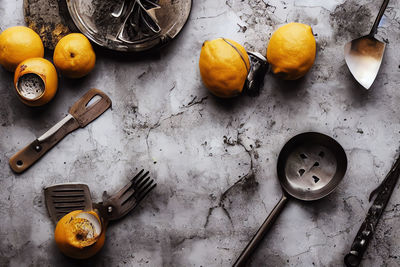 High angle view of food on table