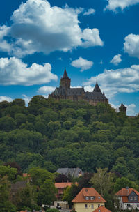 Buildings against cloudy sky , harz castle, castle,