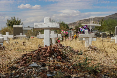 View of cemetery against sky