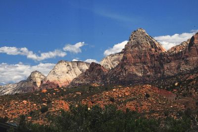 Scenic view of rocky mountains against sky