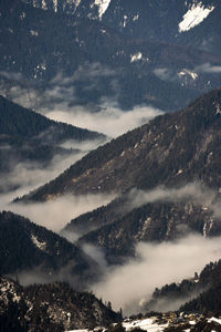 Scenic view of mountains against sky during sunset