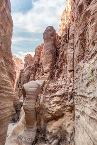 Low angle view of rock formations