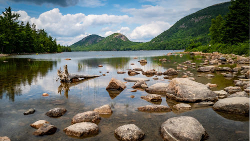 Scenic view of lake against sky