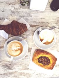 High angle view of coffee on table