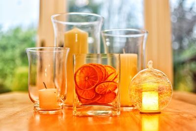 Close-up of drink in glass on table