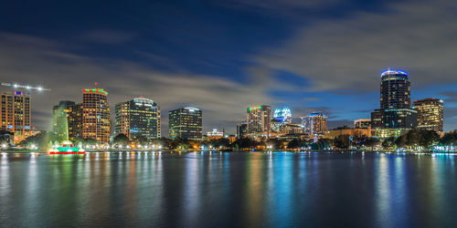 Illuminated city at night