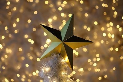 Close-up of illuminated christmas tree at night