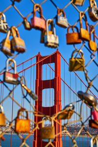 Low angle view of metallic equipment