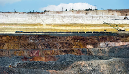 High angle view of open-pit mine