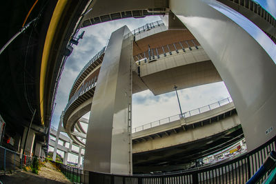 Low angle view of modern buildings in city