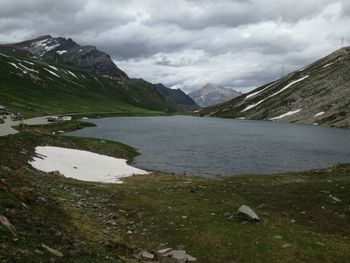 Scenic view of lake and mountains