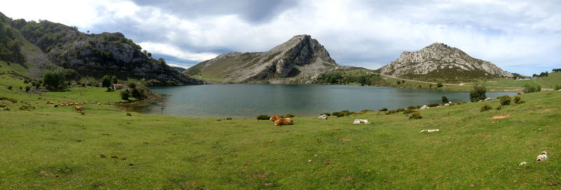 Panoramic view of lake enol