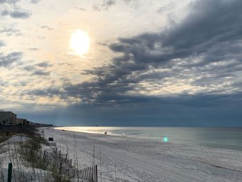 Scenic view of sea against sky at sunset