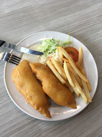 Close-up of food in plate on table