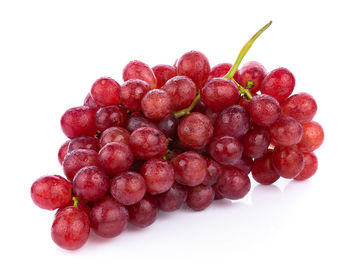 Close-up of raspberries against white background