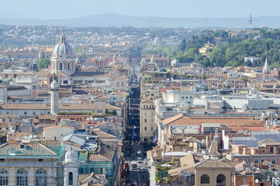 High angle view of city against sky