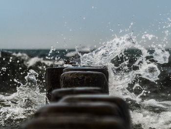 Water splashing in sea