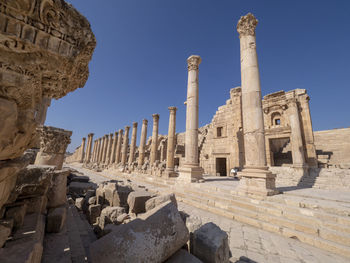 Old ruins of temple against clear sky