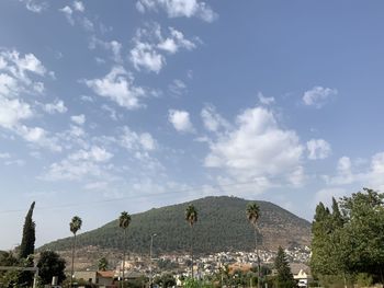 Panoramic view of buildings against cloudy sky