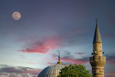 Horizontal photo for islamic days. copy space for stories ,posts. erzurum lalapasa mosque