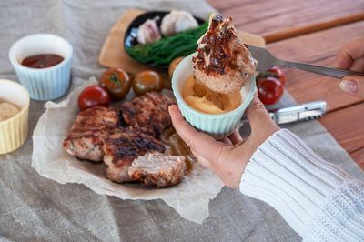 Close-up of food on table