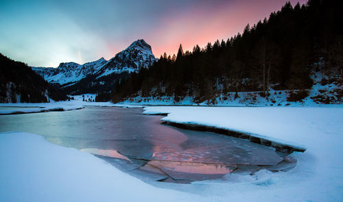 Frozen lake against sky during winter