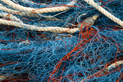 Close-up of tangled fishing net