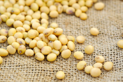 High angle view of eggs in container