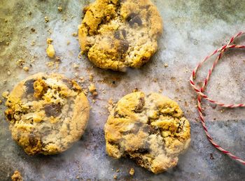 High angle view of bread in container