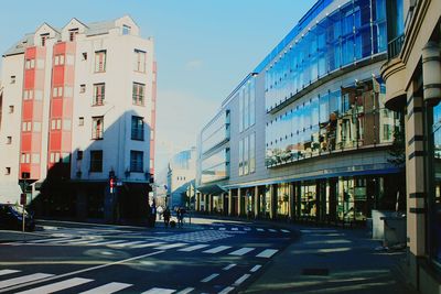 View of city street against clear sky