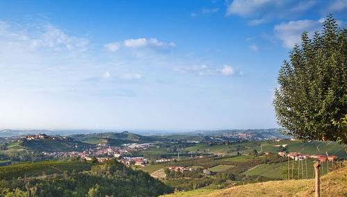 Aerial view of townscape against sky