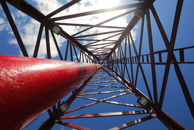 Low angle view of metallic structure against sky