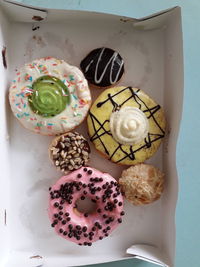 High angle view of cake on table