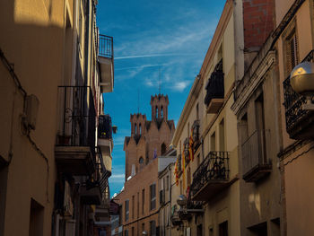 Low angle view of residential buildings against sky