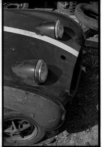 Close-up of abandoned vintage car