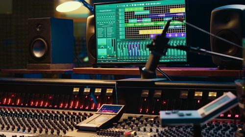 Close-up of sound mixer