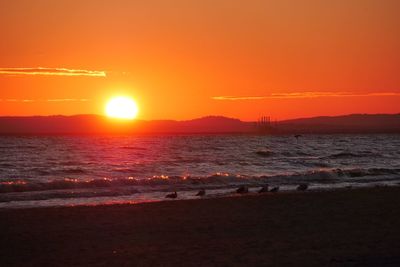 Scenic view of sea at sunset