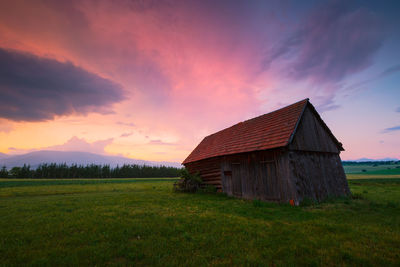 Traditional barn in turiec region, central slovakia.