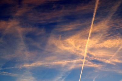 Low angle view of vapor trail in sky