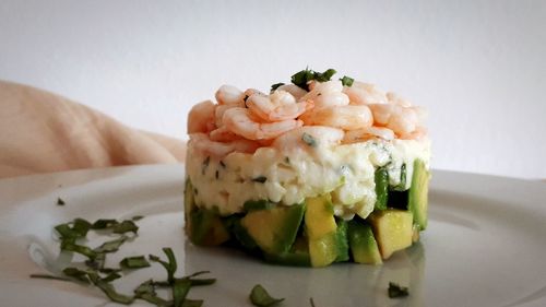 Close-up of sushi served in plate