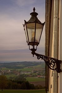 Low angle view of street light against sky